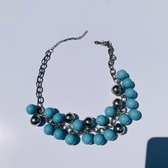 Blue Round Cluster Bubble Necklace - Picture 3 of 6
